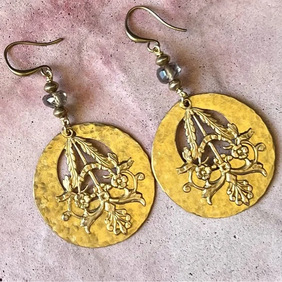 Handmade gemstone nouveau earrings. - Picture 9 of 9